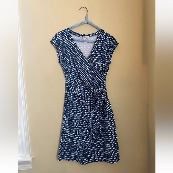 LOT 2 DVF Diane Von Furstenberg Silk Jersey Faux Wrap Blue Dresses 4 XS - Picture 5 of 9